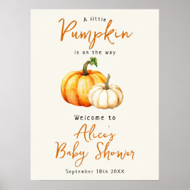 Pumpa Elegant Höst Baby Shower Välkomstskylt Poster