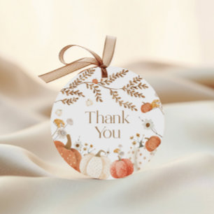 Pumpa Fall Baby Shower Tackkort Gåvor Etiketter