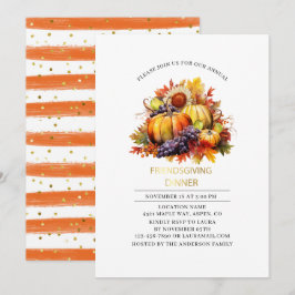 Pumpa Fall Friendsgiving middag akvarell Inbjudningar