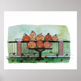 Pumpa Fall Hem Dekoration, Jack-o-lantertryck Poster