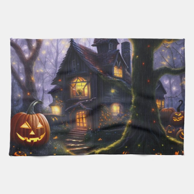 Pumpa/fall/höst/Halloween Kökshandduk (Horisontell)