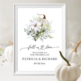 Pumpa Fall in Love Bröllops Välkomstskylt Poster
