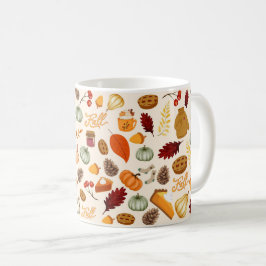 Pumpa Färgrik Röd Orange Gul Fallande Löv Kaffemugg