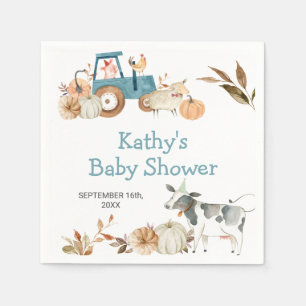 Pumpa Farm Djur Traktor Blommiga Servetter