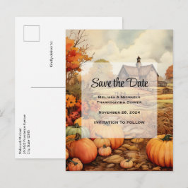 Pumpa Farm Höstskörd Thanksgiving Meddelande Vykort