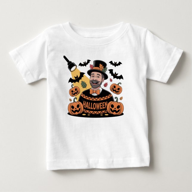 Pumpa, fladdermöss och höstlöv design t-shirt (Framsida)