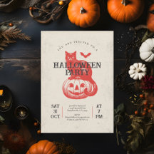Pumpa Fladdermus och Katt Orange Vintage Halloween