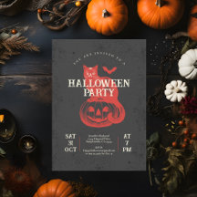 Pumpa Fladdermus och Katt Svart Vintage Halloweenf