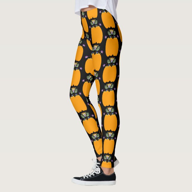 Pumpa Folk Blomstopp Halloween Leggings (Vänster)