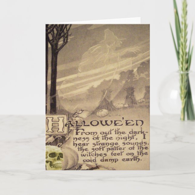 Pumpa för flyghäxaskalle kort (Framsida)