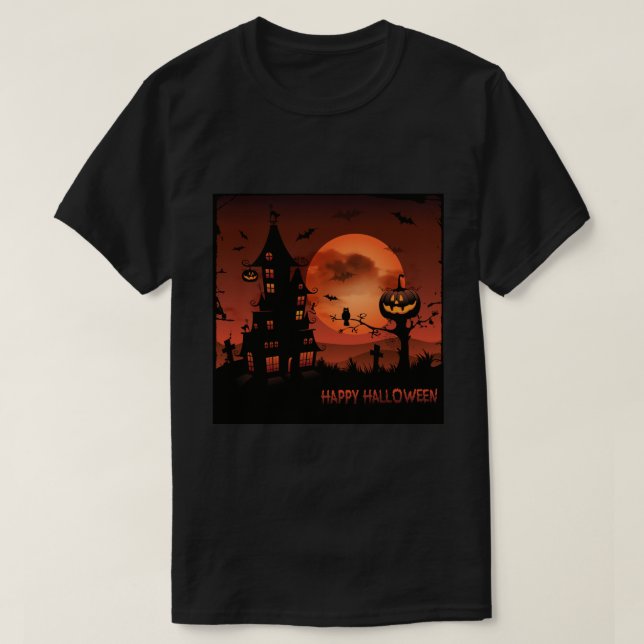 Pumpa för Halloween kyrkogårdplatser slår till T-shirt (Design framsida)