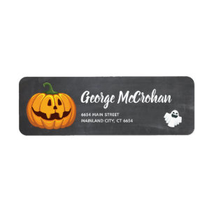 Pumpa för Halloween svart tavla lite Returadress Etikett
