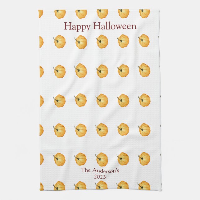 Pumpa för happy halloween söt orange kökshandduk (Vertikal)