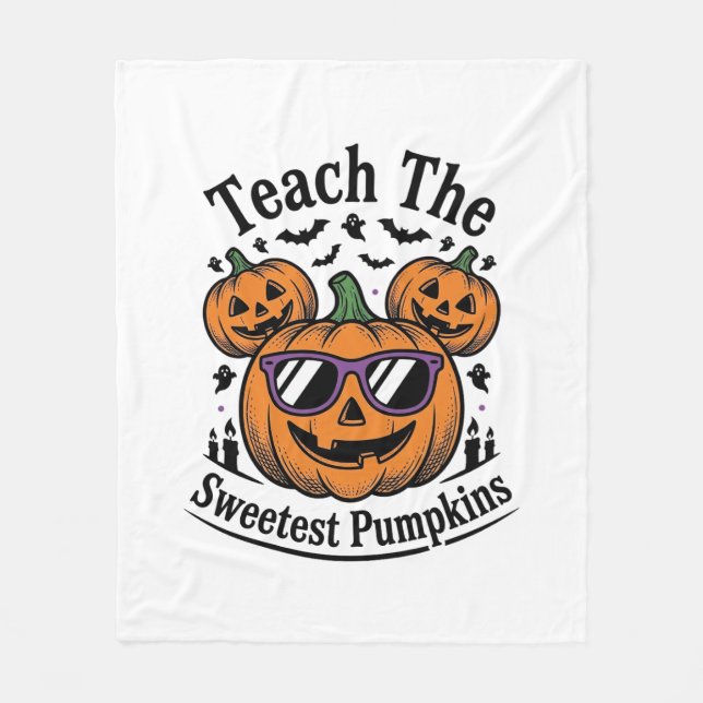Pumpa för lärare T-shirt Söt Halloween klassdesign Fleecefilt (Framsidan)