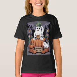 Pumpa Försäljning & Kaffeande Spöke & Katt V2 T Shirt