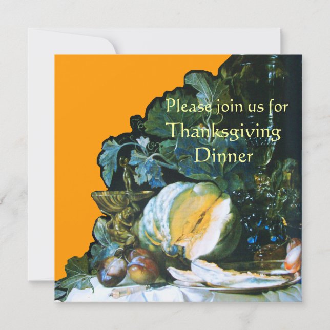 PUMPA ,FRUKT OCH GLASVAROR Thanksgiving Dinner Inbjudningar (Framsida)
