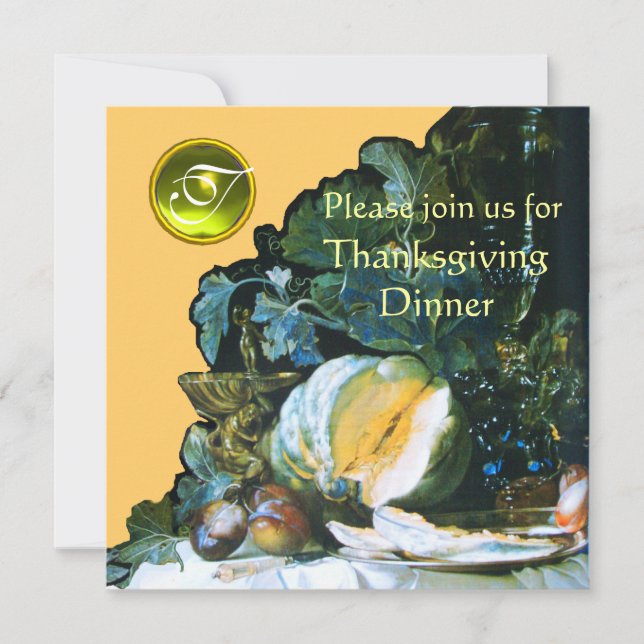 PUMPA ,FRUKTER OCH GLASVAROR Thanksgiving Dinner Inbjudningar (Framsida)