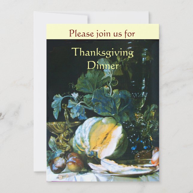 PUMPA , FRUKTER OCH GLASVAROR Thanksgivingemiddag Inbjudningar (Framsida)