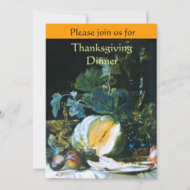 PUMPA , FRUKTER OCH GLASVAROR Thanksgivingemiddag Inbjudningar (Framsida)
