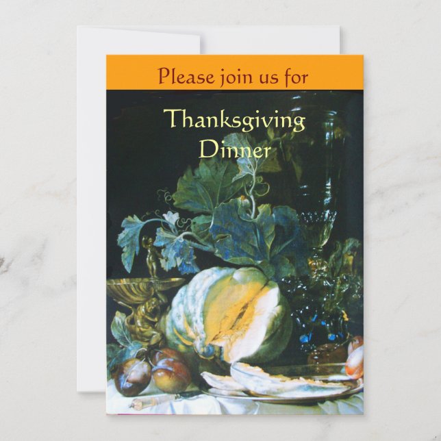 PUMPA , FRUKTER OCH GLASVAROR Thanksgivingemiddag Inbjudningar (Framsida)
