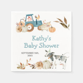 Pumpa Gård Djur Traktor Blommiga Servetter
