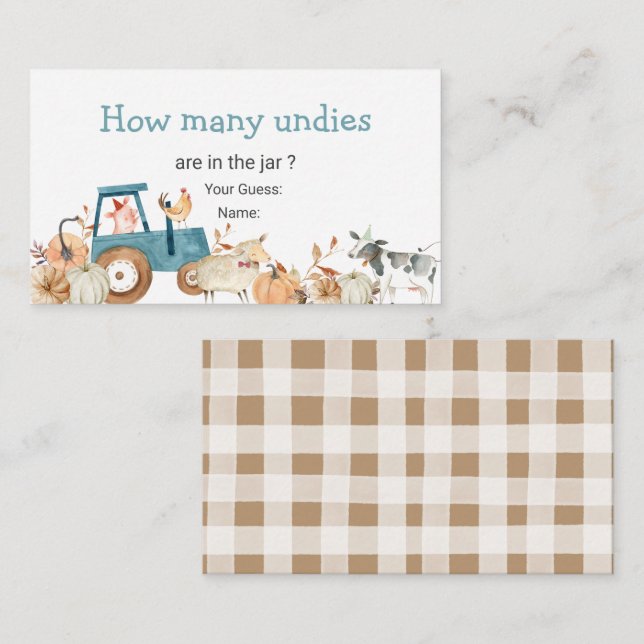 Pumpa Gård Djur Traktor Hur Många Underkläder Tilläggskort (Fram/baksida)