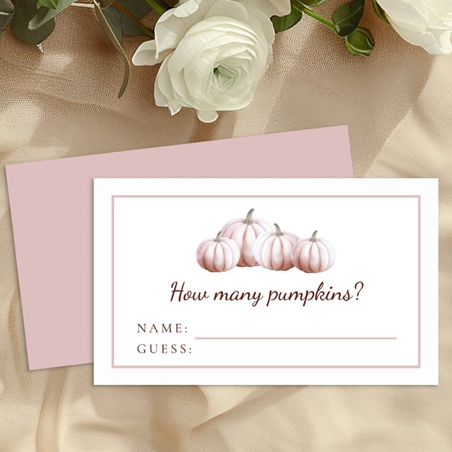 Pumpa Gissa Spelkort | Blush Höst Baby Shower Visitkort (Game Card)