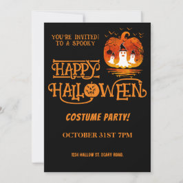 Pumpa Glad Halloween Kostym Fest Svart Orange Inbjudningar