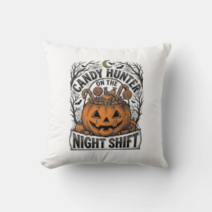 Pumpa godis hink Vintage Halloween gravyr D Kudde