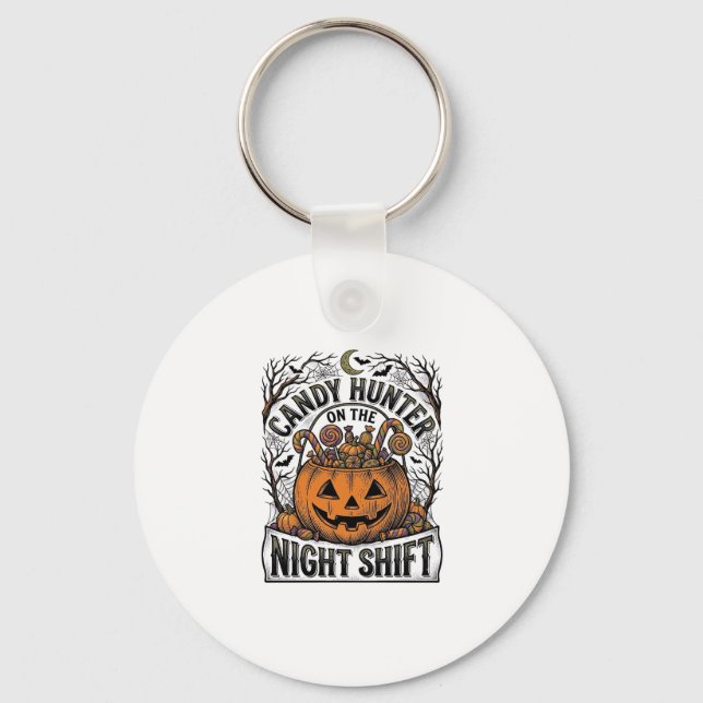 Pumpa godis hink Vintage Halloween gravyr D Nyckelring (Framsida)