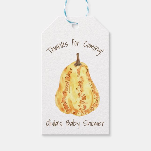 Pumpa Gourd Höst Baby Shower Presentetikett (Framsidan)