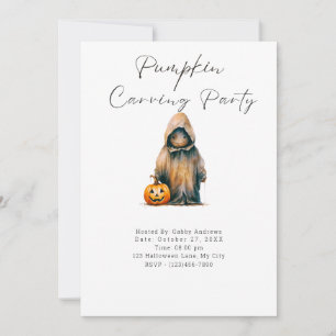 Pumpa-graveparty med spökklädd figur i mantel inbjudningar
