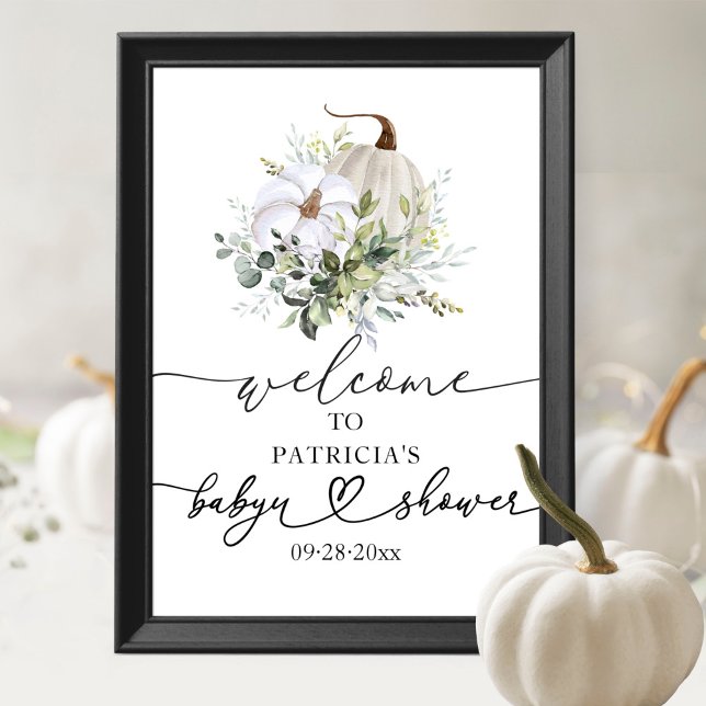 Pumpa Grönska Baby Shower Välkomstaffisch Poster (Skapare uppladdad)