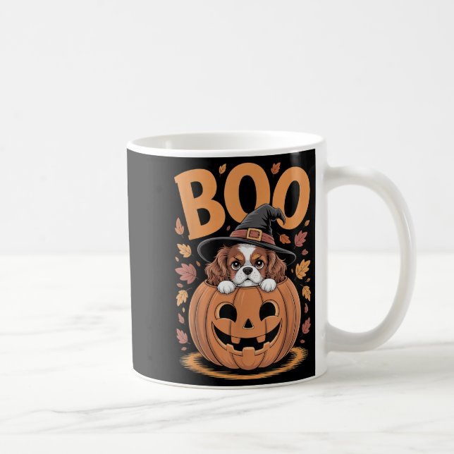 Pumpa Halloween Cavalier King Charles Spaniel  Kaffemugg (Höger)