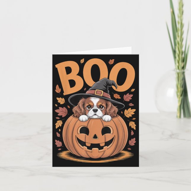 Pumpa Halloween Cavalier King Charles Spaniel  Kort (Framsida)