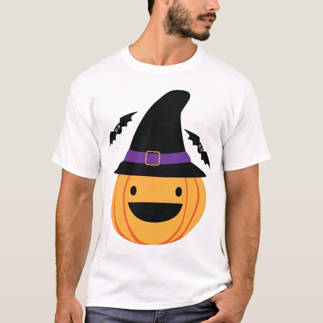 Pumpa Halloween Jack O Lykta Fladdermus T Shirt (Framsida)