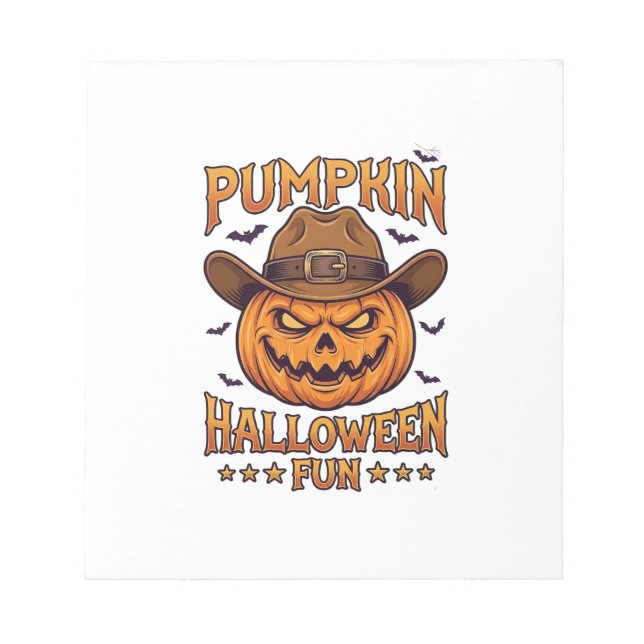 Pumpa Halloween Kul Jack Lantern Cowboyhatt Fladde Anteckningsblock (Framsida)