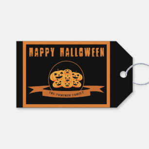 Pumpa Halloween svart & orange gåvamärkre Presentetikett