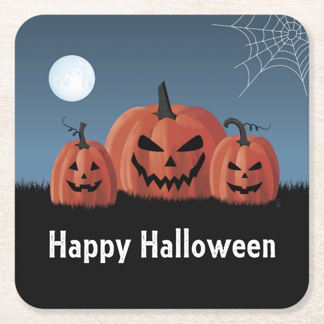Pumpa Halloween Underlägg Papper Kvadrat (Framsidan)