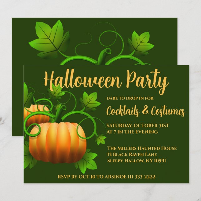 Pumpa Halloweenfest Inbjudan (Fram/baksida)