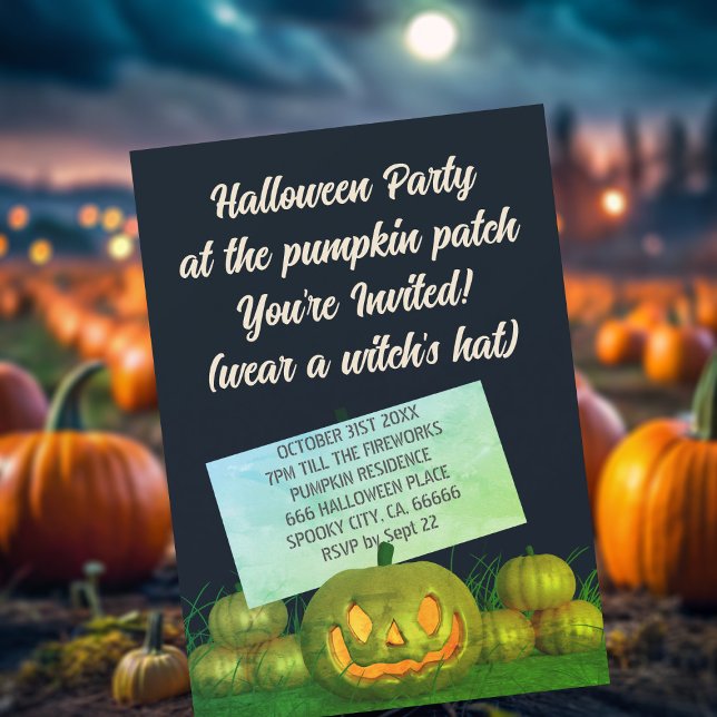 Pumpa Halloweenfest Inbjudan (Spooky pumpkin patch party invitation just for you)