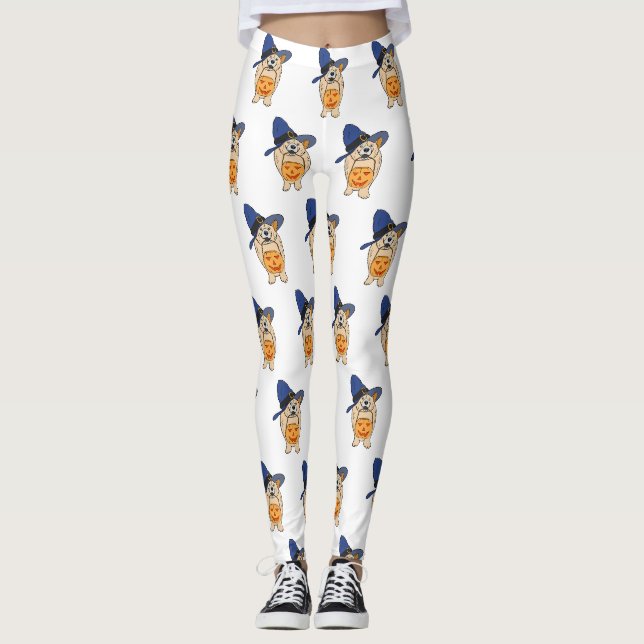 Pumpa-Häx-Hund Leggings (Framsida)