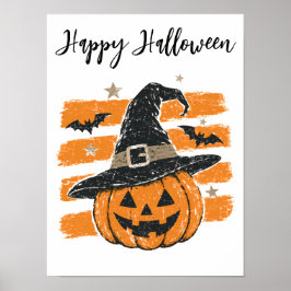 Pumpa-Häxa Halloween Bus eller Godis Poster