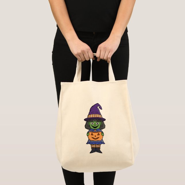 Pumpa Häxa Halloween Tygkasse (Framsida (produkt))