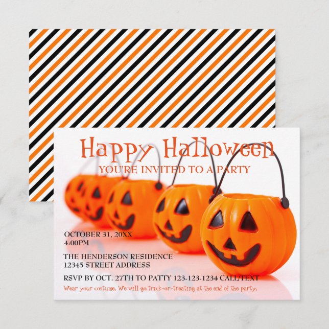 Pumpa hinkar - 3x5 Halloweenfest inbjudan (Fram/baksida)