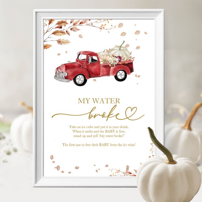 Pumpa Höst Baby Shower Min Vatten Blåste Sönder Le Poster (Skapare uppladdad)