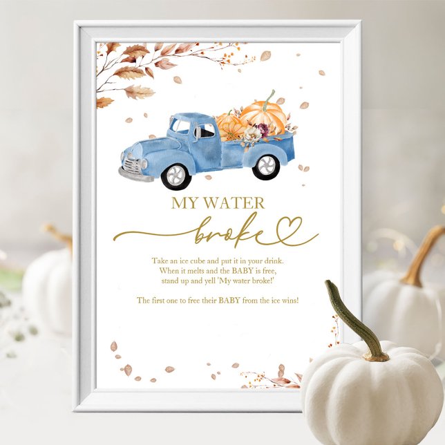 Pumpa Höst Baby Shower Min Vatten Blåste Sönder Le Poster (Skapare uppladdad)