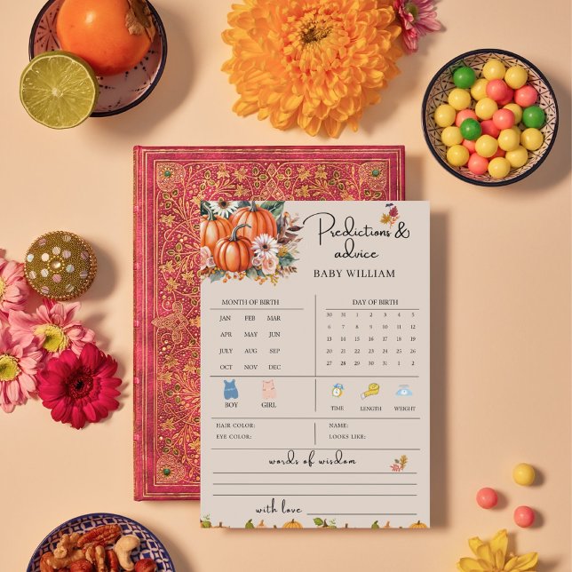 Pumpa Höst Bebis Förutsägelser Råd Spelkort Inbjudningar (Skapare uppladdad)