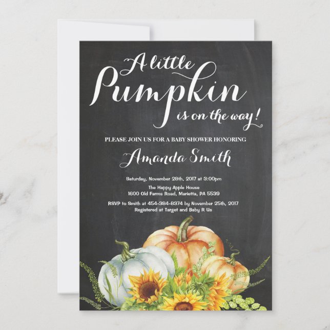 Pumpa Höst Bebis Shower Inbjudan (Framsida)