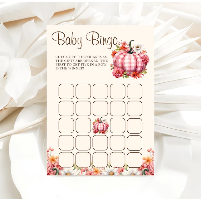 Pumpa Höst Blommig Baby Shower Baby Bingo Spel Inbjudningar (Skapare uppladdad)